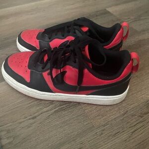 Nike Red and Black Sneakers Classic Low-Top Design